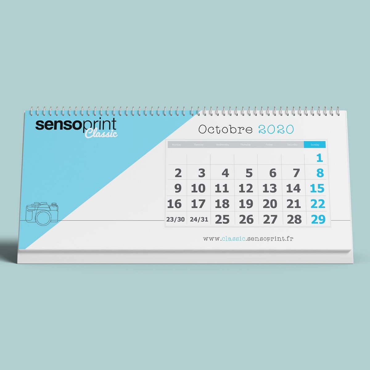 Calendrier photo avec support en bois, Calendrier de bureau personnalisé