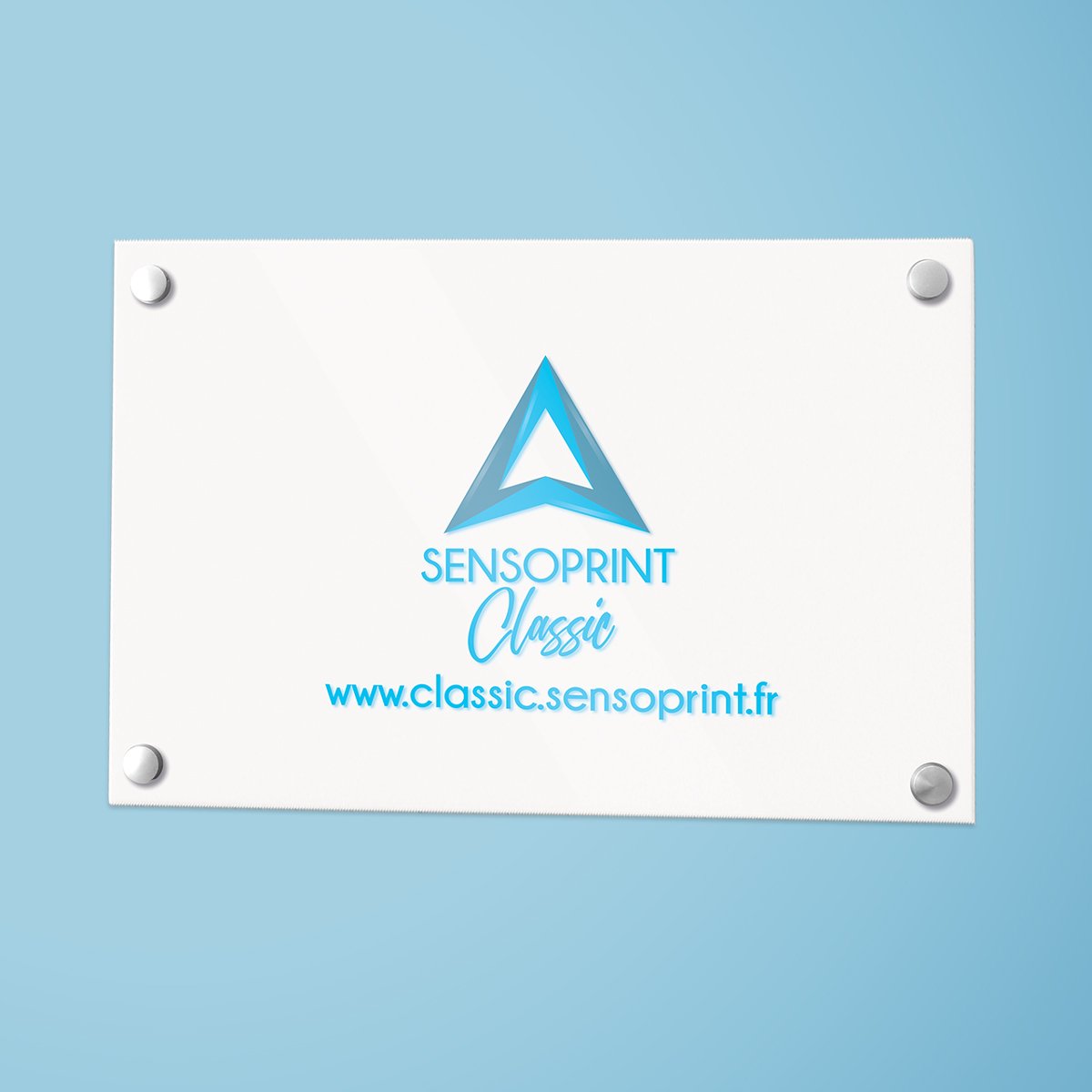 30*25cm Plaque Professionelle Plexiglass 5mm blanc avec logo